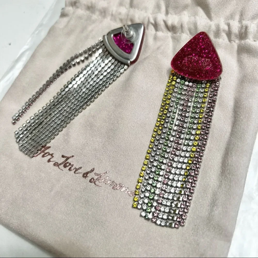 For Love and Lemons Earrings Azalea Crystal in Neon NEW MSRP $158
